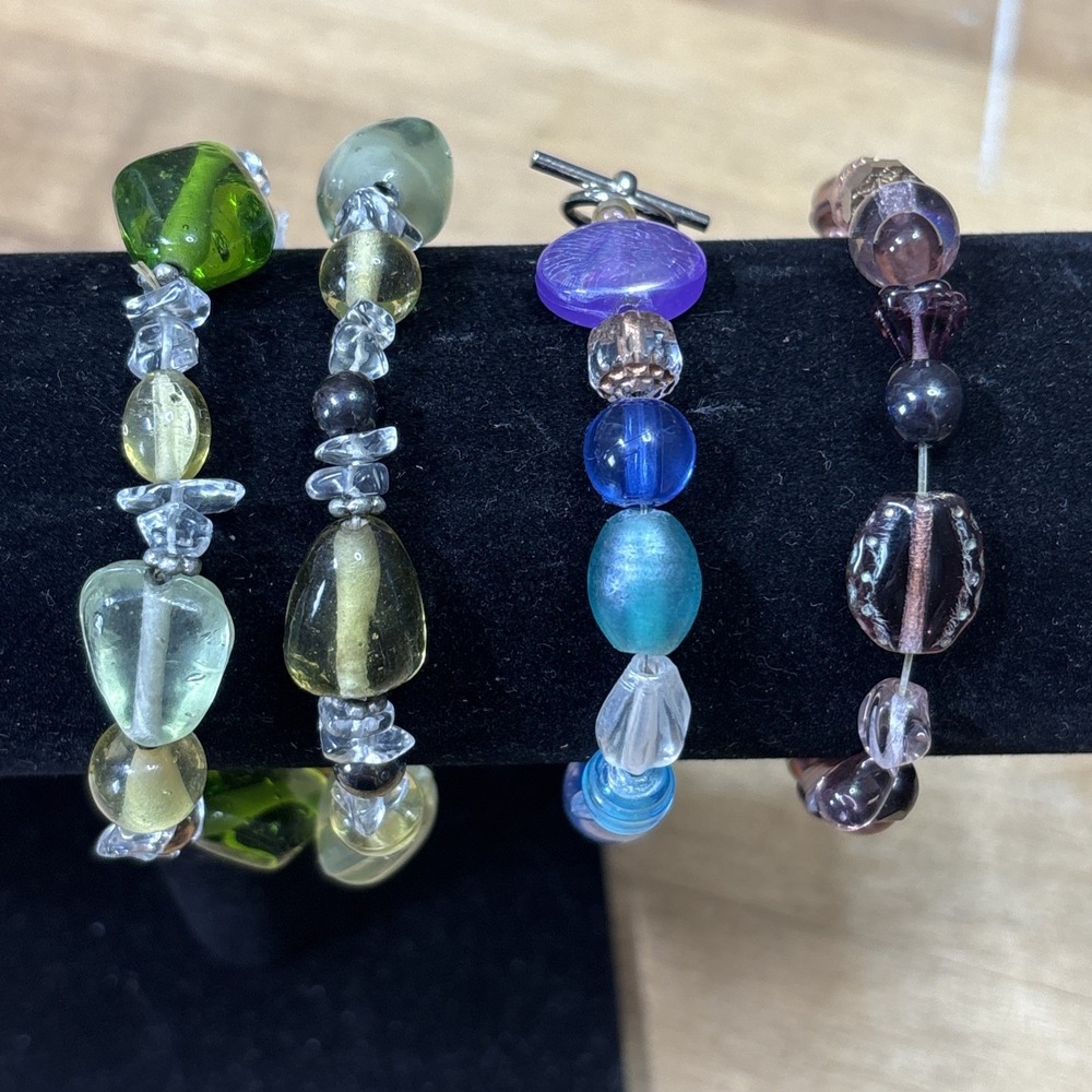 Premier Designs Bracelet Lot 3 Dahlia Iris Bahama Breeze Glass Bead Jewelry